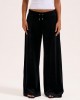 Juicy Couture Black Wide Leg Classic Velour Track Παντελόνι