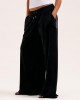 Juicy Couture Black Wide Leg Classic Velour Track Παντελόνι