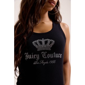 Juicy Couture Gothic Crown Vest Ribbed Black Diamante Μπλούζα