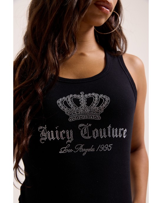 Juicy Couture Gothic Crown Vest Ribbed Black Diamante Μπλούζα