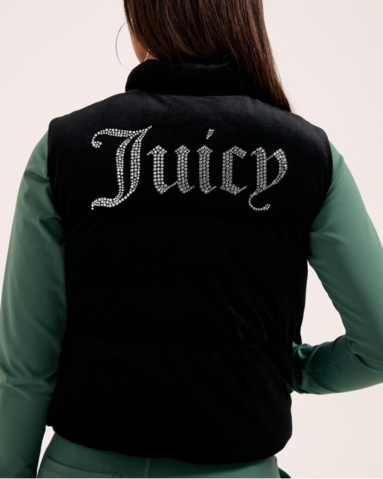 Juicy Couture Lightening Velour Black Γιλέκο