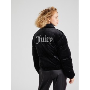 Juicy Couture Margo Black Velour Diamante Puffer Μπουφάν