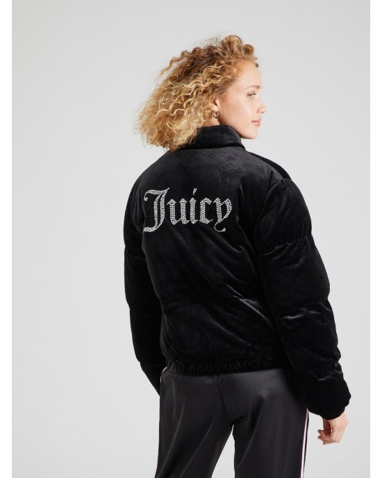 Juicy Couture Margo Black Velour Diamante Puffer Μπουφάν
