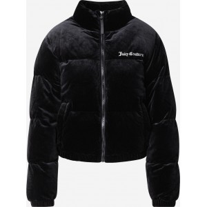 Juicy Couture Margo Black Velour Diamante Puffer Μπουφάν