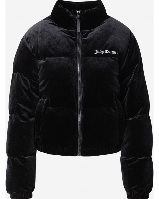 Juicy Couture Margo Black Velour Diamante Puffer Μπουφάν
