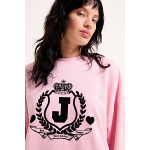 Juicy Couture Venice Pink Marl Flocked Crest Φούτερ