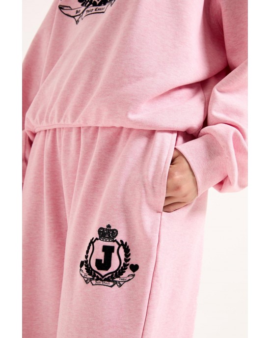 Juicy Couture Vista Pink Marl Flocked Crest Cuffed Joggers Παντελόνι Juicy Couture Vista Pink Marl Flocked Crest Cuffed Joggers Παντελόνι