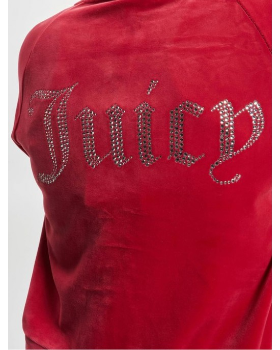 Juicy Couture Rasberry Sorbet Madison Diamante Velour Zip-Through Φούτερ Με Κουκούλα