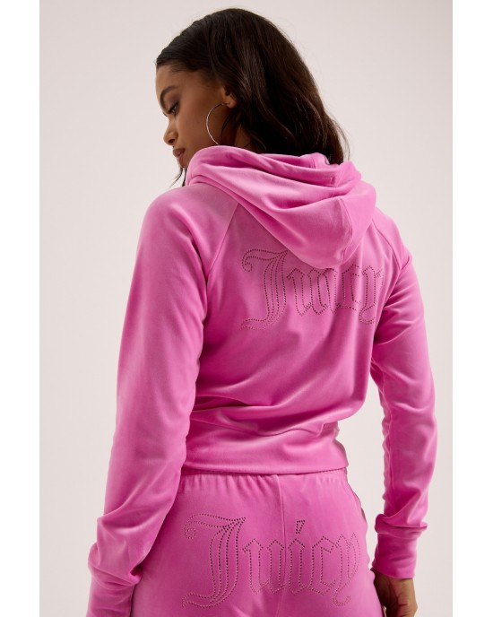 Juicy Couture Super Pink Madison Diamante Velour Ζακέτα Φόρμας