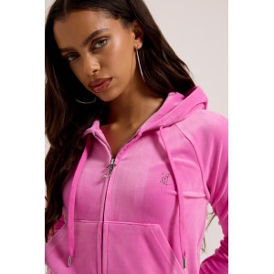 Juicy Couture Super Pink Madison Diamante Velour Ζακέτα Φόρμας
