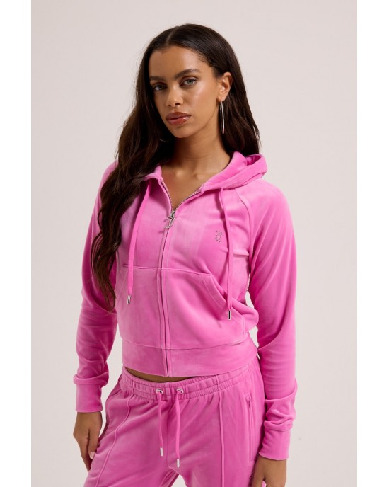 Juicy Couture Super Pink Madison Diamante Velour Ζακέτα Φόρμας