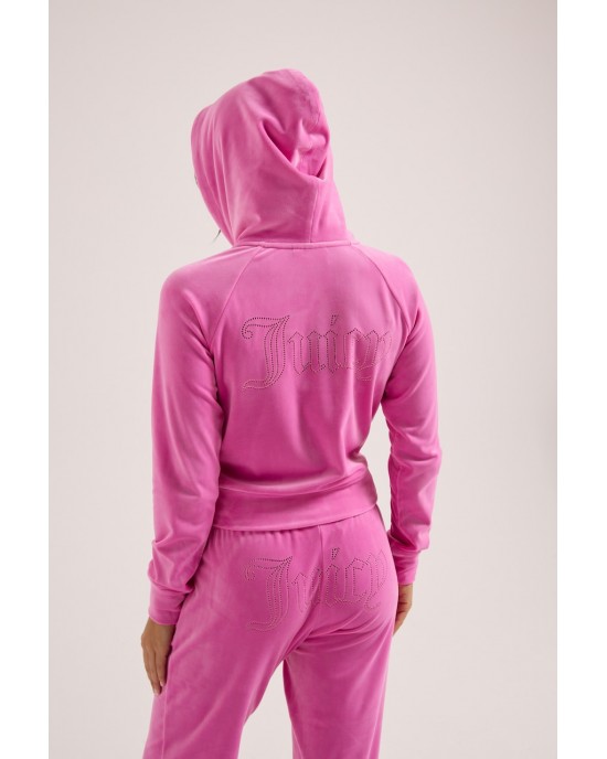 Juicy Couture Super Pink Madison Diamante Velour Ζακέτα Φόρμας