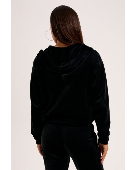 Juicy Couture Iccle Black Outline Diamante Oversized Cropped Ζακέτα Φόρμας Juicy Couture Iccle Black Outline Diamante Oversized Cropped Ζακέτα Φόρμας
