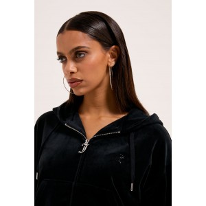 Juicy Couture Iccle Black Outline Diamante Oversized Cropped Ζακέτα Φόρμας Juicy Couture Iccle Black Outline Diamante Oversized Cropped Ζακέτα Φόρμας