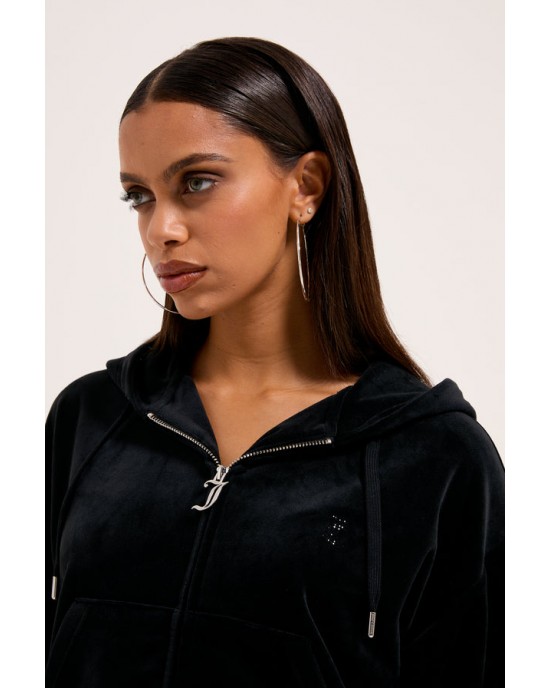 Juicy Couture Iccle Black Outline Diamante Oversized Cropped Ζακέτα Φόρμας Juicy Couture Iccle Black Outline Diamante Oversized Cropped Ζακέτα Φόρμας