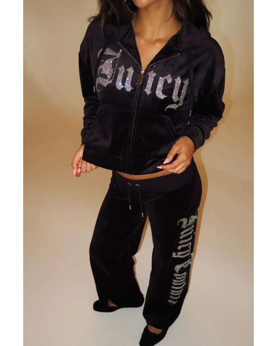 Juicy Couture Black Old Gothic Oversized Cropped Ζακέτα