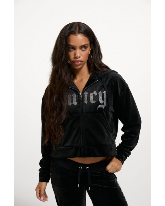 Juicy Couture Black Old Gothic Oversized Cropped Ζακέτα