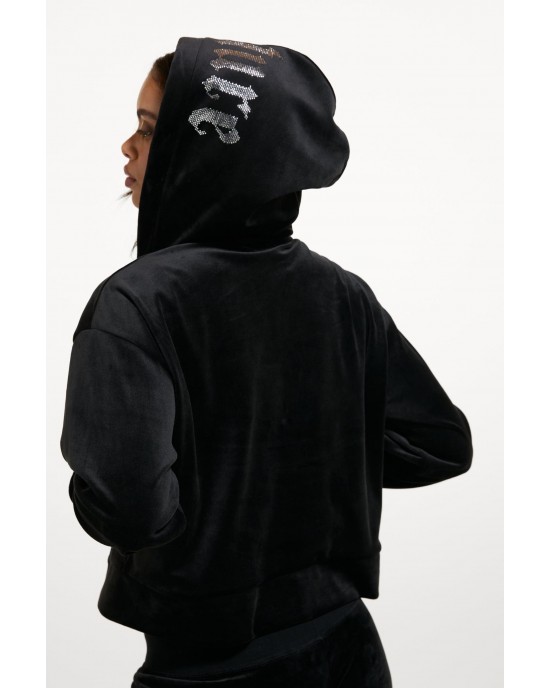 Juicy Couture Black Old Gothic Oversized Cropped Ζακέτα