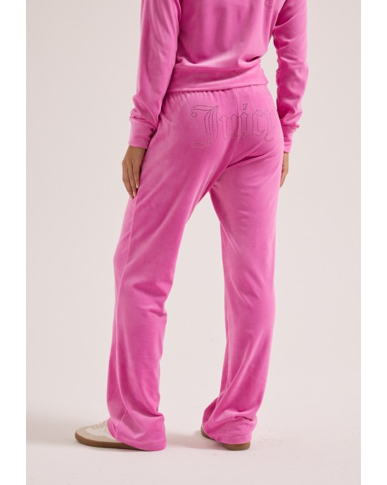 Juicy Couture Super Pink Tina Velour Outline Diamante Παντελόνι Φόρμας