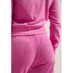 Juicy Couture Super Pink Tina Velour Outline Diamante Παντελόνι Φόρμας