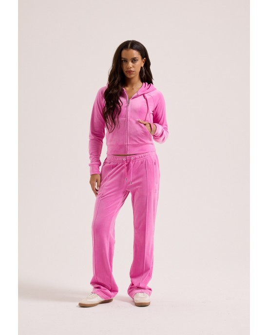 Juicy Couture Super Pink Tina Velour Outline Diamante Παντελόνι Φόρμας