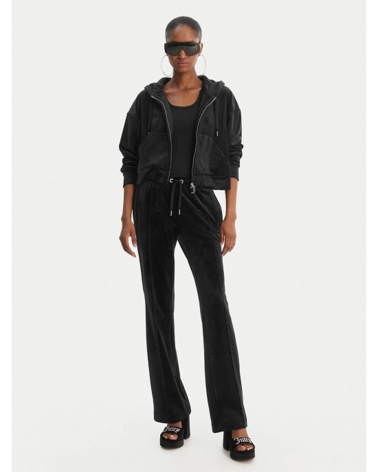 Juicy Couture Black Tina Velour Outline Diamante Παντελόνι Φόρμας