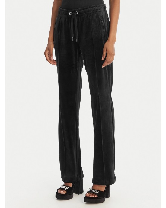 Juicy Couture Black Tina Velour Outline Diamante Παντελόνι Φόρμας