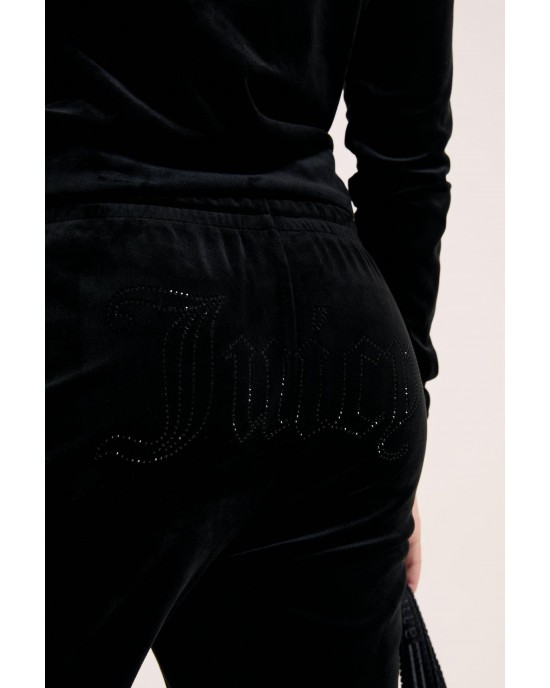 Juicy Couture Tina Black Velour Outline Diamante Παντελόνι Φόρμας Juicy Couture Tina Black Velour Outline Diamante Παντελόνι Φόρμας