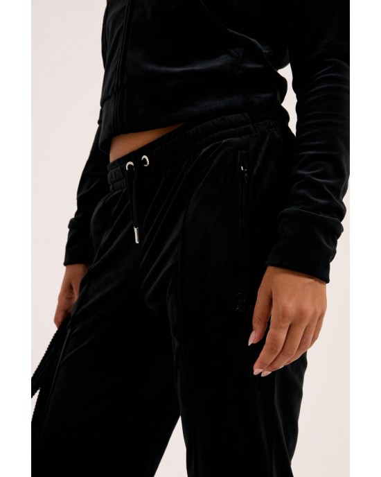 Juicy Couture Tina Black Velour Outline Diamante Παντελόνι Φόρμας Juicy Couture Tina Black Velour Outline Diamante Παντελόνι Φόρμας