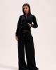 Juicy Couture Cheviot Black Cuffed Outline Diamante Wide Leg Παντελόνι Juicy Couture Cheviot Black Cuffed Outline Diamante Wide Leg Παντελόνι