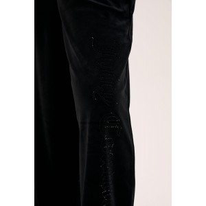 Juicy Couture Cheviot Black Cuffed Outline Diamante Wide Leg Παντελόνι