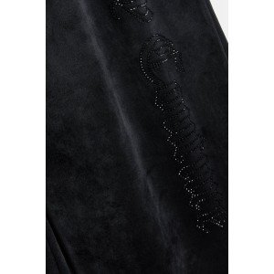 Juicy Couture Cheviot Black Cuffed Outline Diamante Wide Leg Παντελόνι