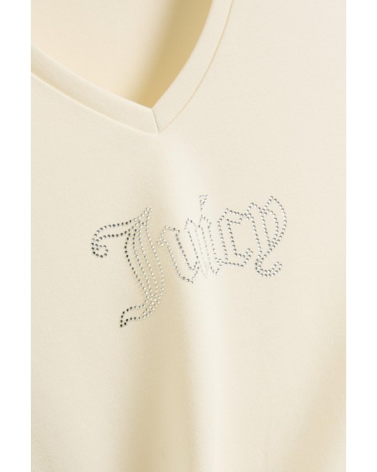 Juicy Couture V-Neck Diamante T-shirt Sugar Swizzle Μπλούζα