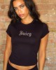 Juicy Couture Old Gothic Diamanté Baby T-shirt Black Μπλούζα