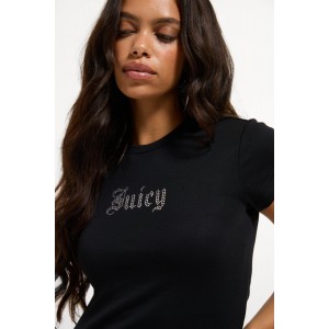Juicy Couture Old Gothic Diamanté Baby T-shirt Black Μπλούζα