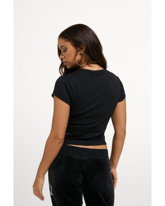 Juicy Couture Old Gothic Diamanté Baby T-shirt Black Μπλούζα