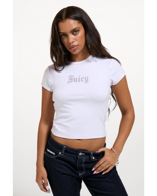 Juicy Couture Old Gothic Diamanté Baby T-shirt White Μπλούζα