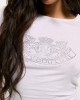 Juicy Couture Diamanté Dog Crest Long Sleeve White Μπλούζα