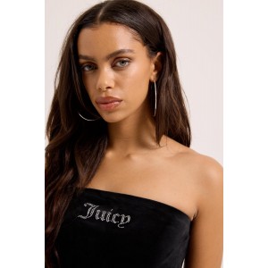 Juicy Couture Ruffle Bandeau Velour Black Φόρεμα