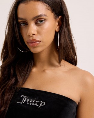 Juicy Couture Ruffle Bandeau Velour Black Φόρεμα
