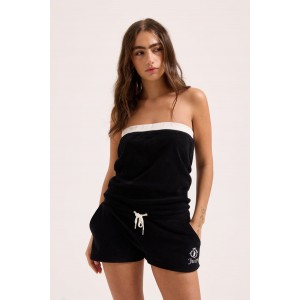 Juicy Couture Applique Terry Towelling Romper Black Ολόσωμο Σορτς