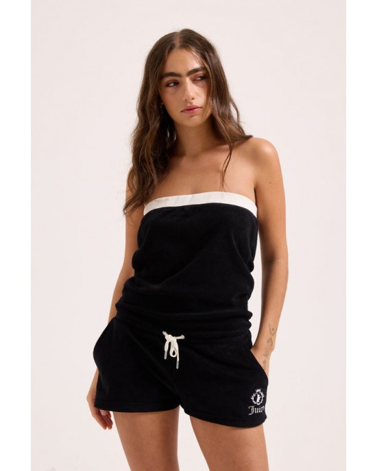 Juicy Couture Applique Terry Towelling Romper Black Ολόσωμο Σορτς