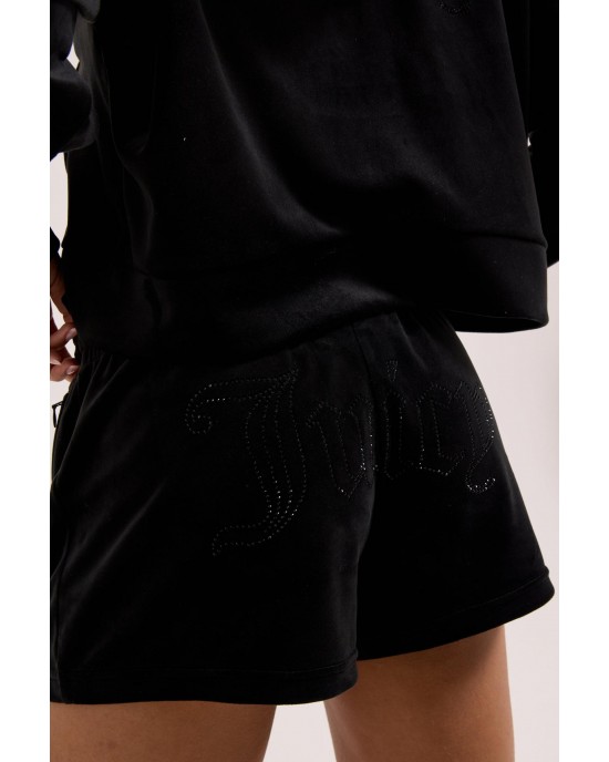 Juicy Couture Black Tamia Velour Outline Diamante Σορτς