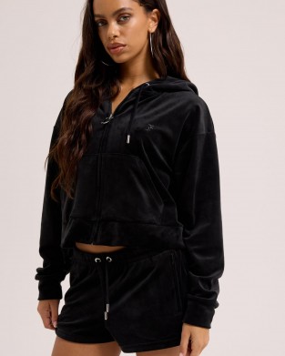 Juicy Couture Black Tamia Velour Outline Diamante Σορτς
