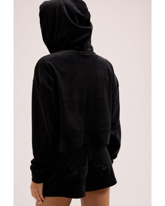 Juicy Couture Black Tamia Velour Outline Diamante Σορτς