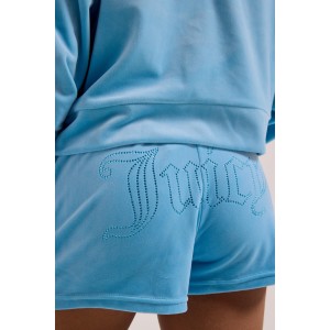 Juicy Couture Sky Blue Tamia Velour Outline Diamante Σορτς