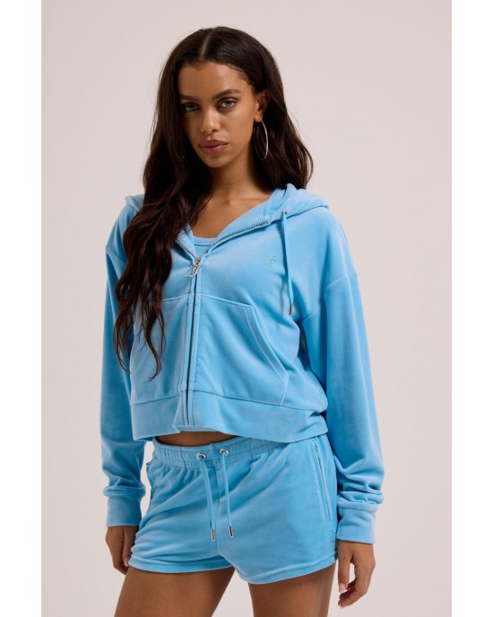 Juicy Couture Sky Blue Tamia Velour Outline Diamante Σορτς