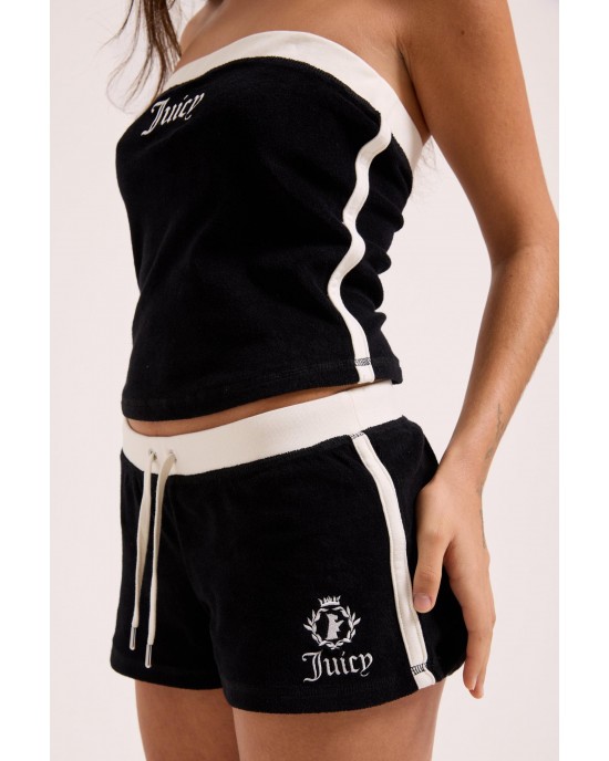 Juicy Couture Black Applique Terry Booty Σορτς
