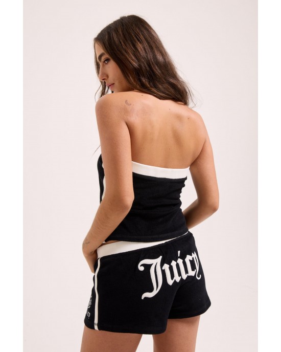 Juicy Couture Black Applique Terry Booty Σορτς