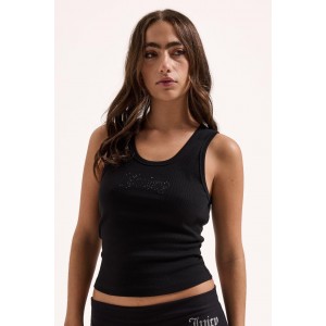 Juicy Couture Black Ribbed Diamante Racer Vest Μπλούζα